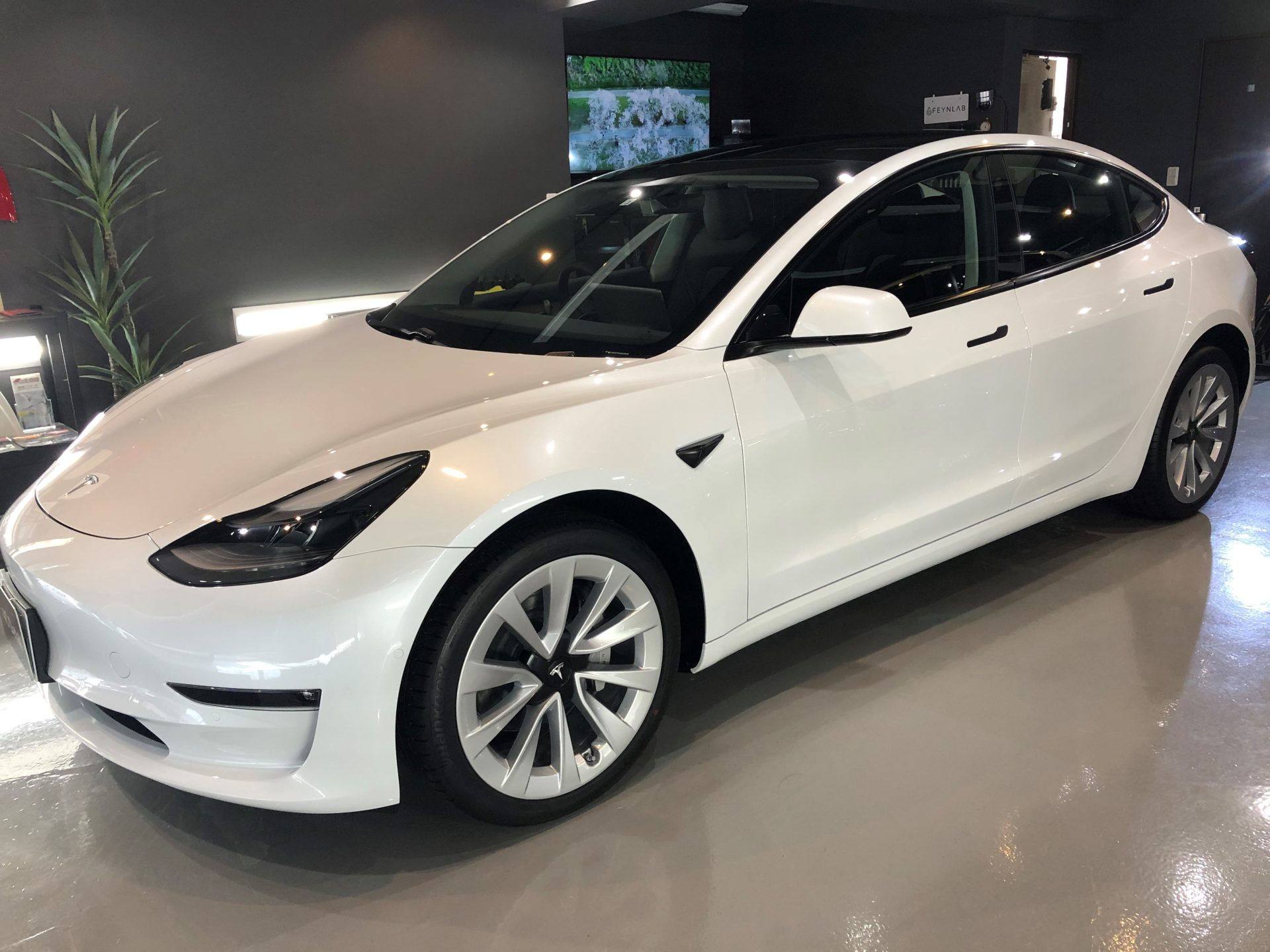 Teslaモデル3 ファインラボヒールライトセラミックコーティング＆ホイールコーティング 東京都世田谷区